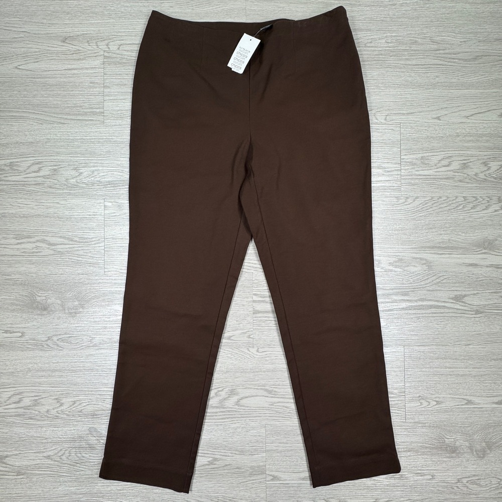 Chico's Women's Pants Cape‎ Cotton Taper Brown Size 1 NWT Stretch Side Zip